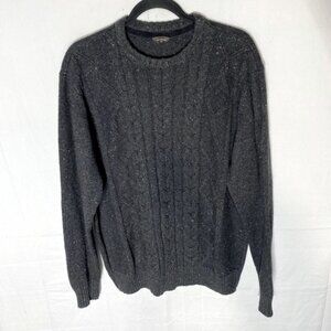 Denver Hayes Dark Grey Cable Knit Crew Neck Sweater L